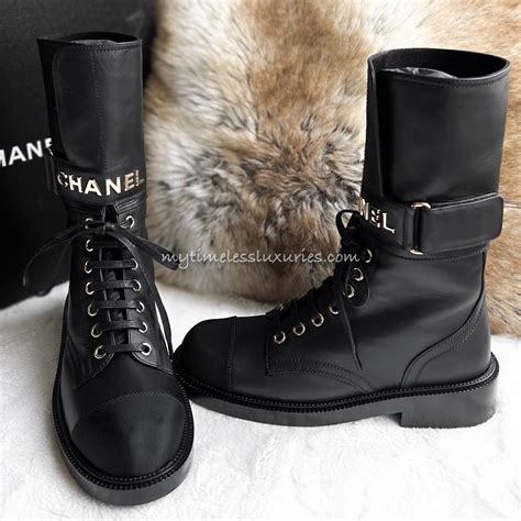 chanel ankle boots replica|Chanel lace up combat boots.